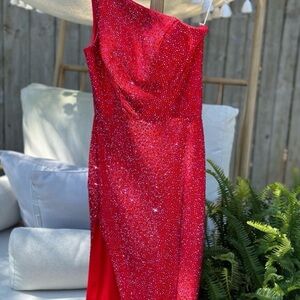 Sherri hill red rhinestone dress